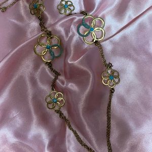 Gold dipped flower trinket Chain Necklace 18"